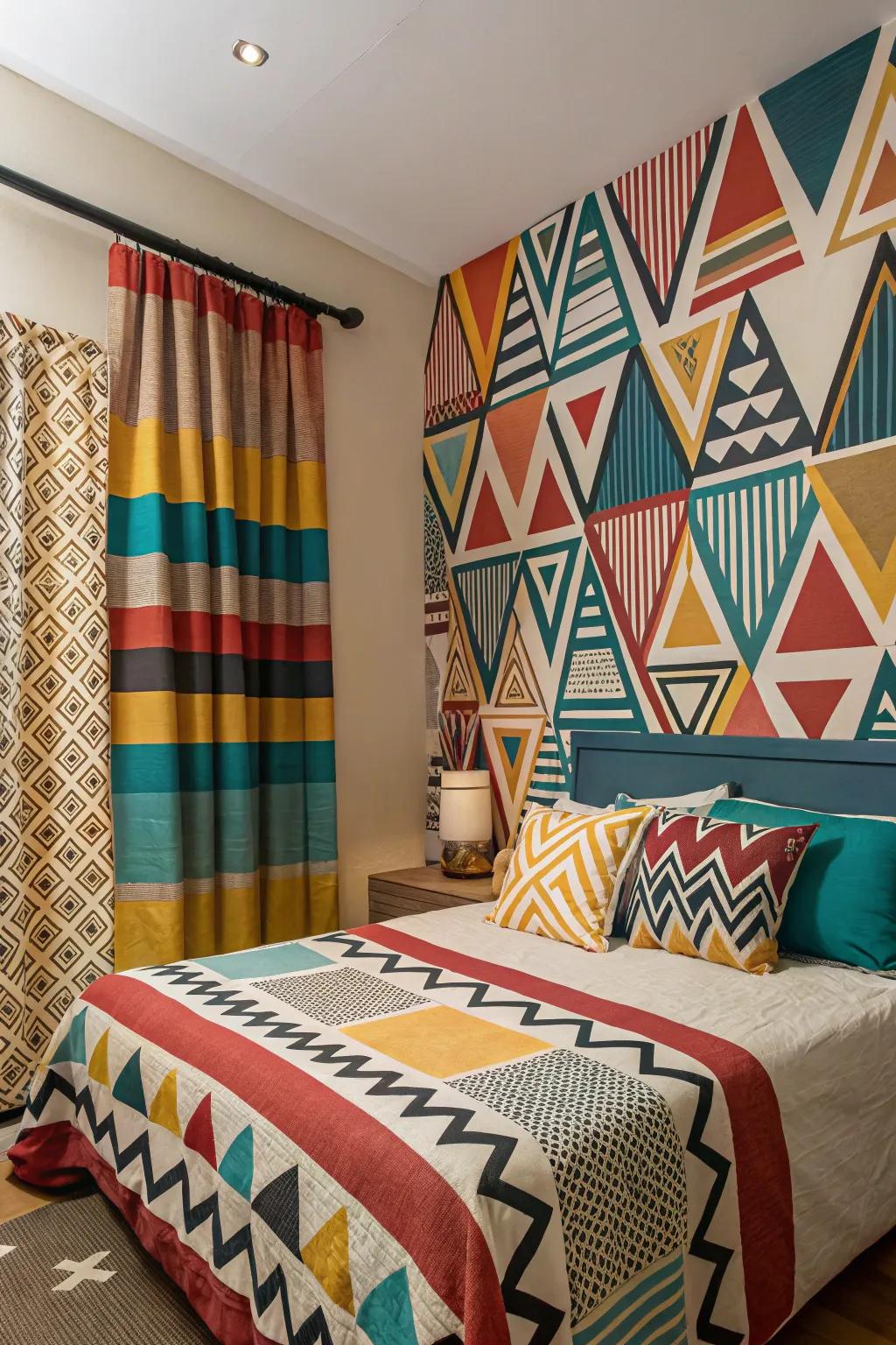 Geometric designs add a modern twist to the retro aesthetic.
