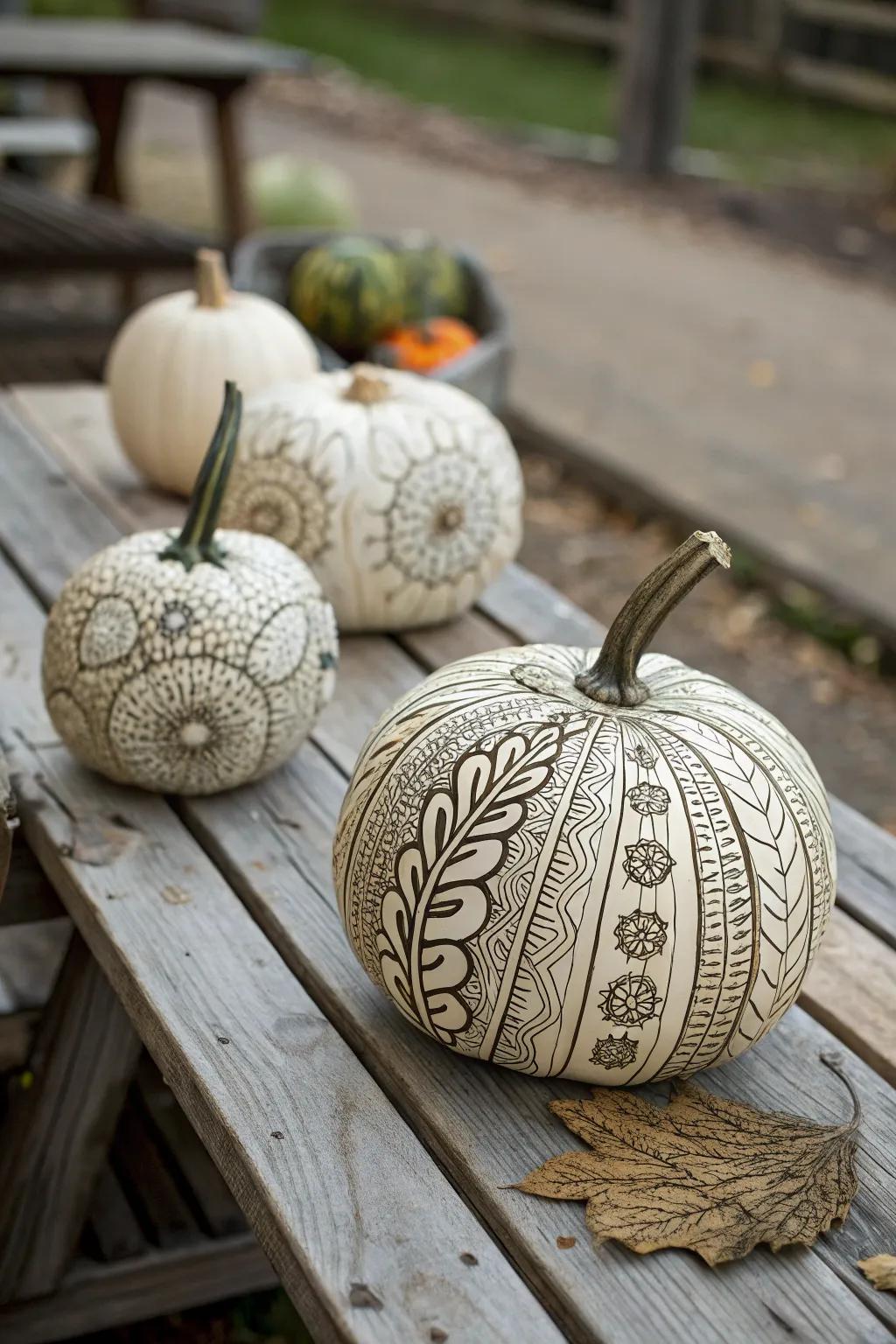 Zentangle gourds offer a modern spin on tradition