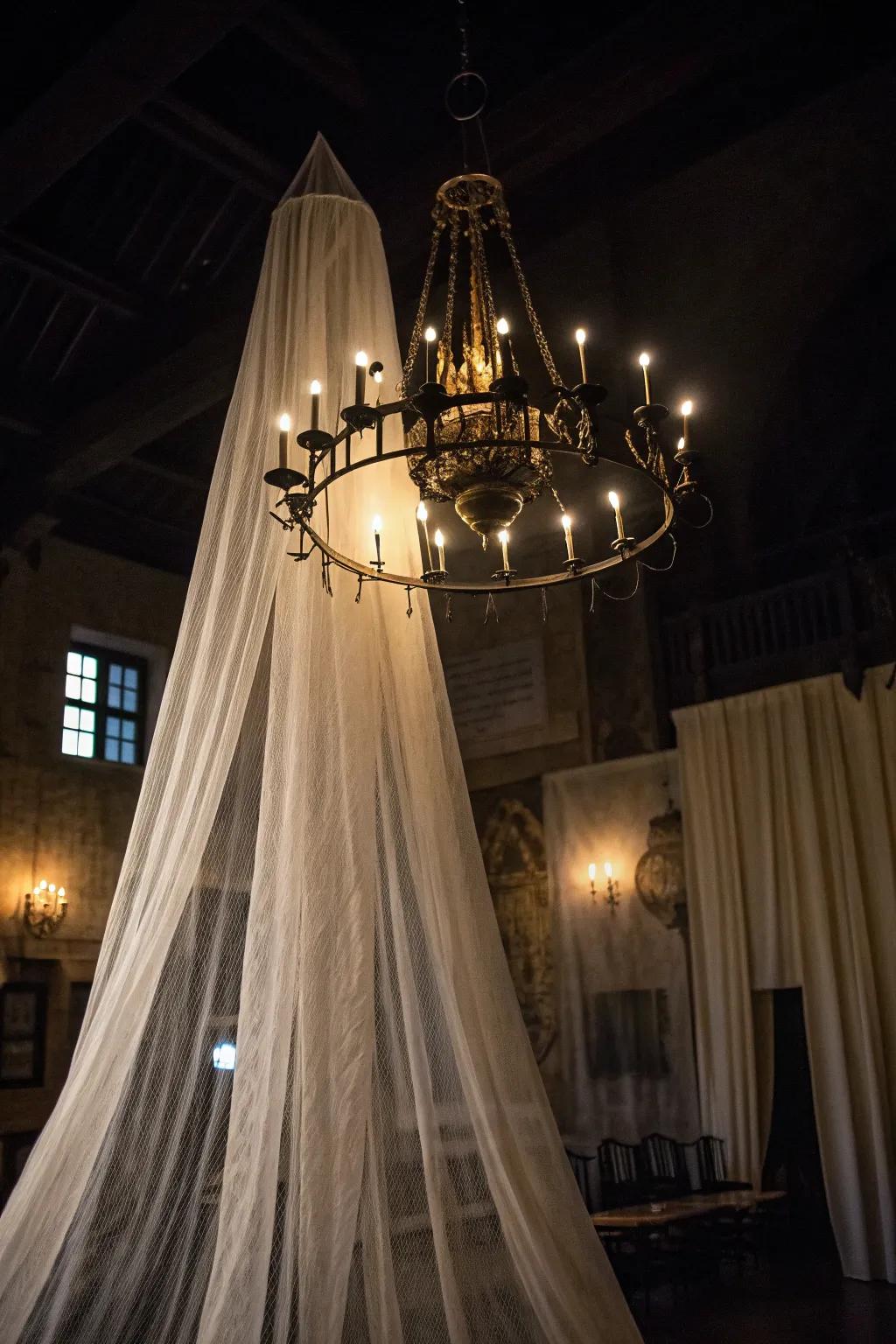 Open-weave enhances any chandelier with a ghostly grace.
