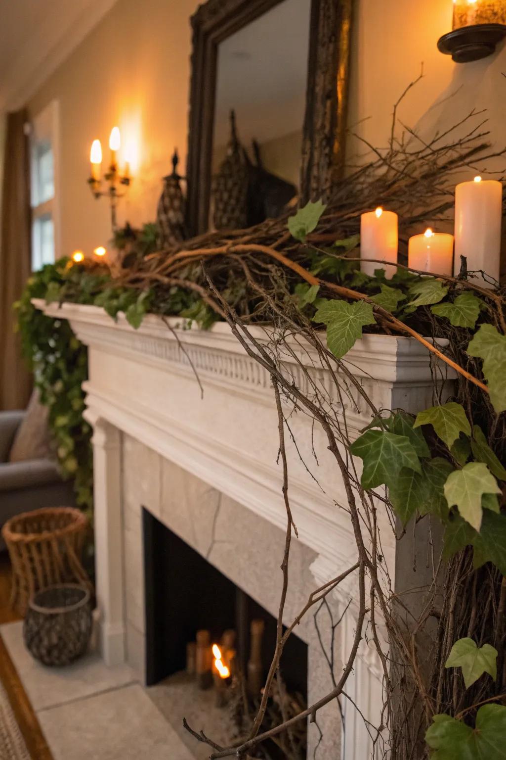 Natural components bring rustic charm to Halloween decorations.