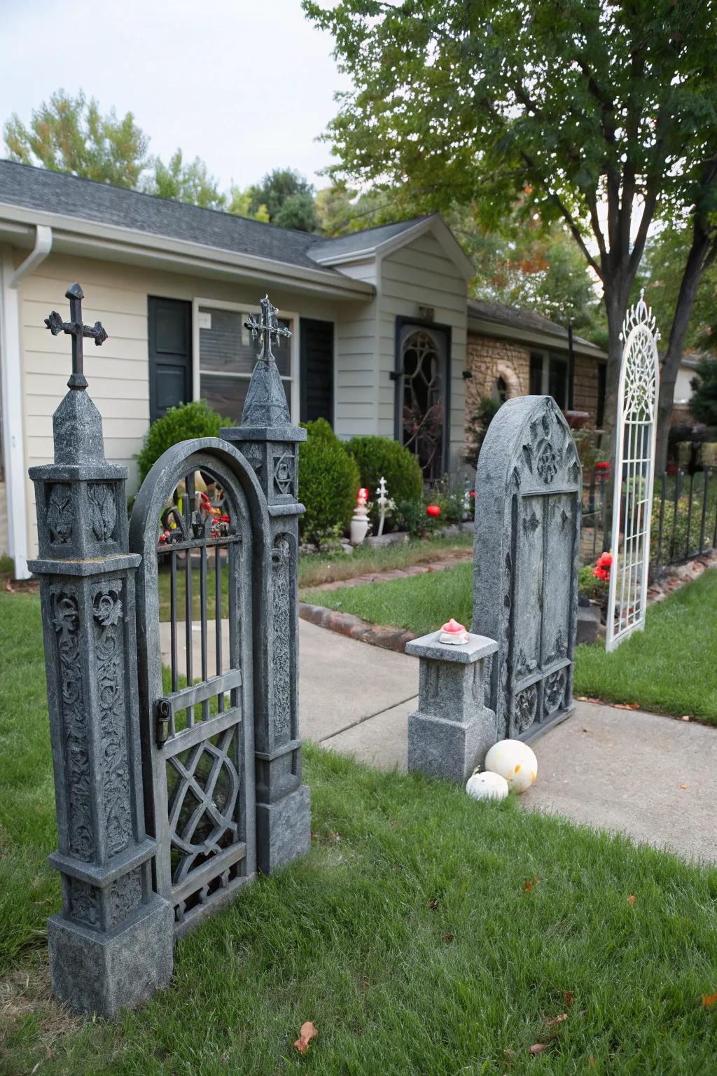 A dramatic entrance with custom burial ground entrance.
