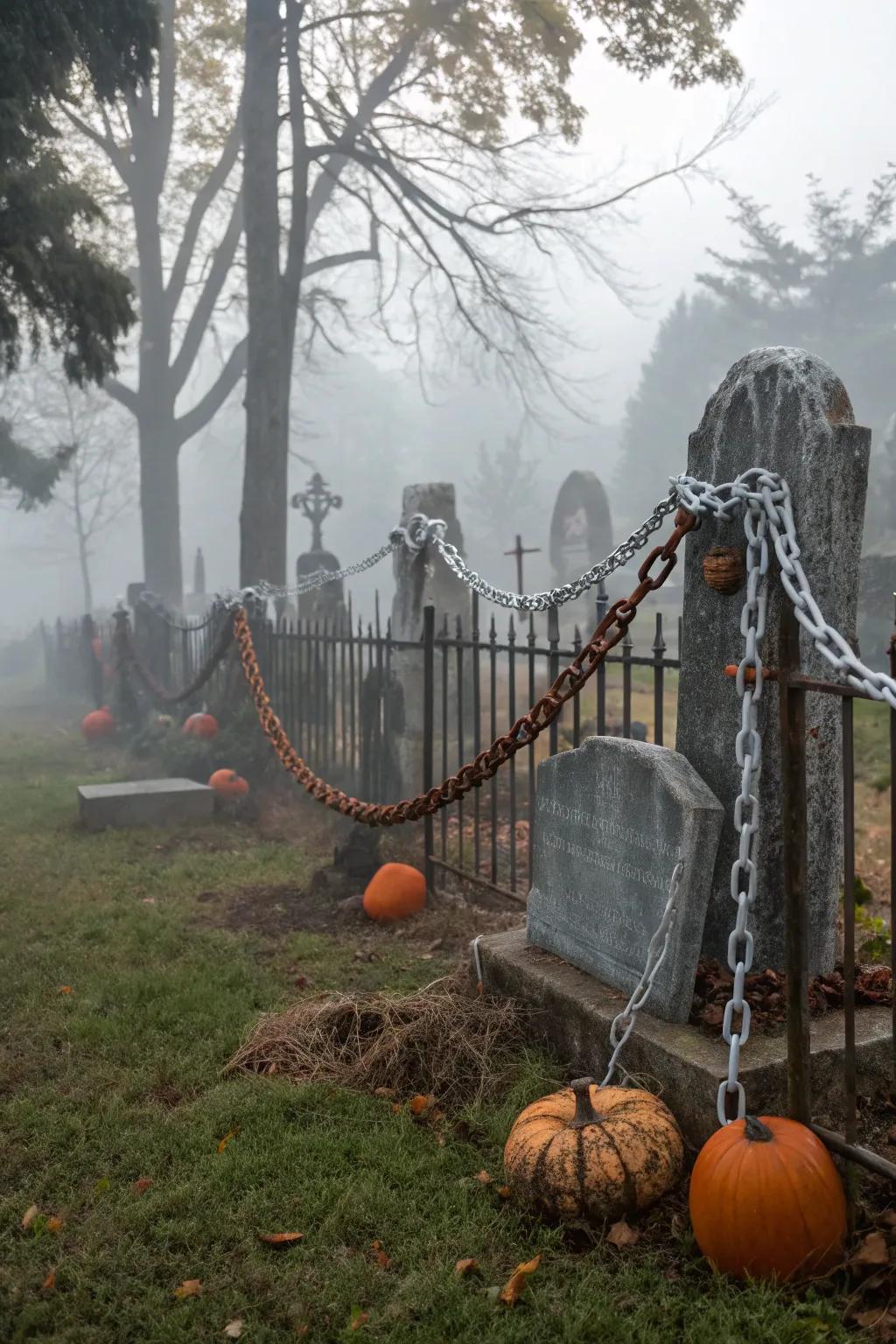 Chains impart a gothic element to your graveyard scene.