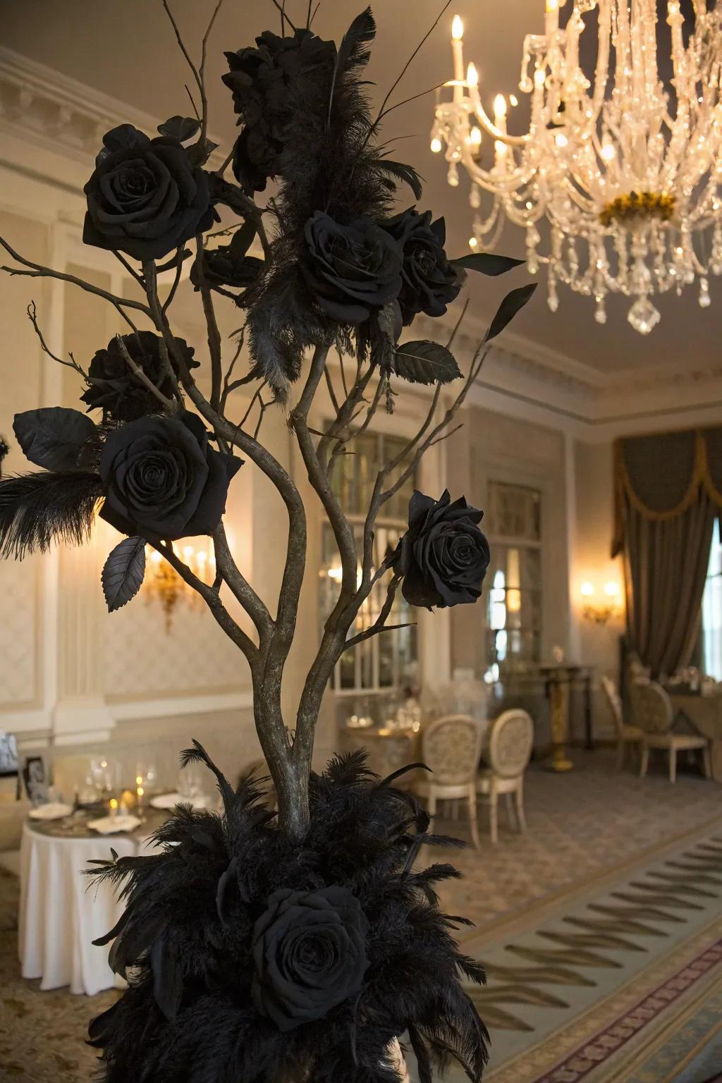 A gothic sentiment-themed Halloween tree.