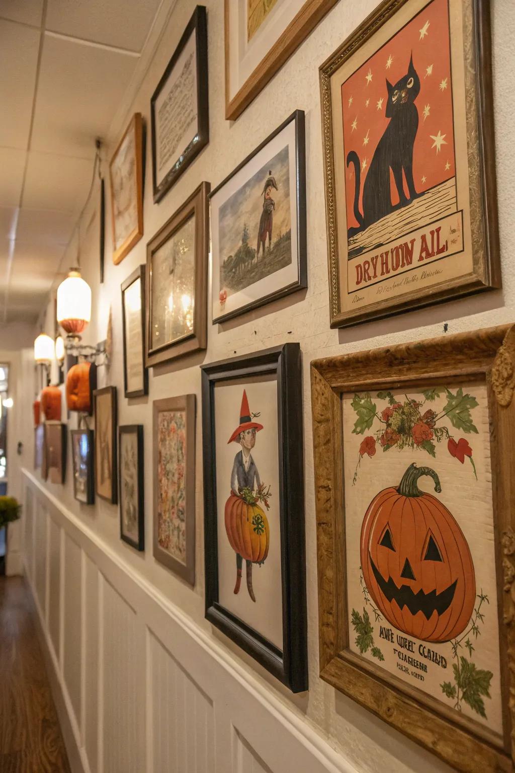 Vintage prints provide a nostalgic detail to Halloween decor.