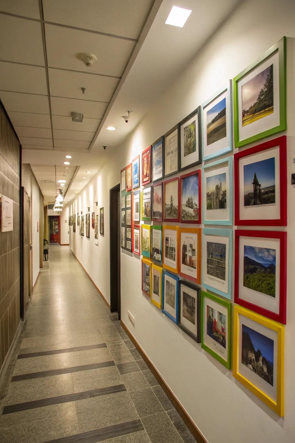 Colored accents add vibrancy to a neutral area.