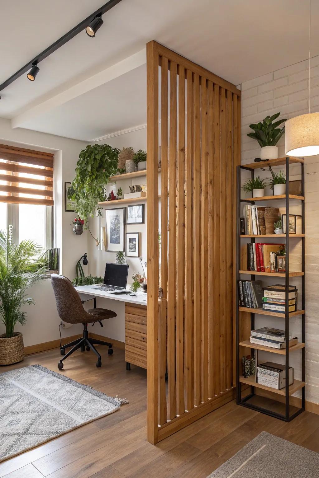 Timber strips impart coziness and an organic sensation.