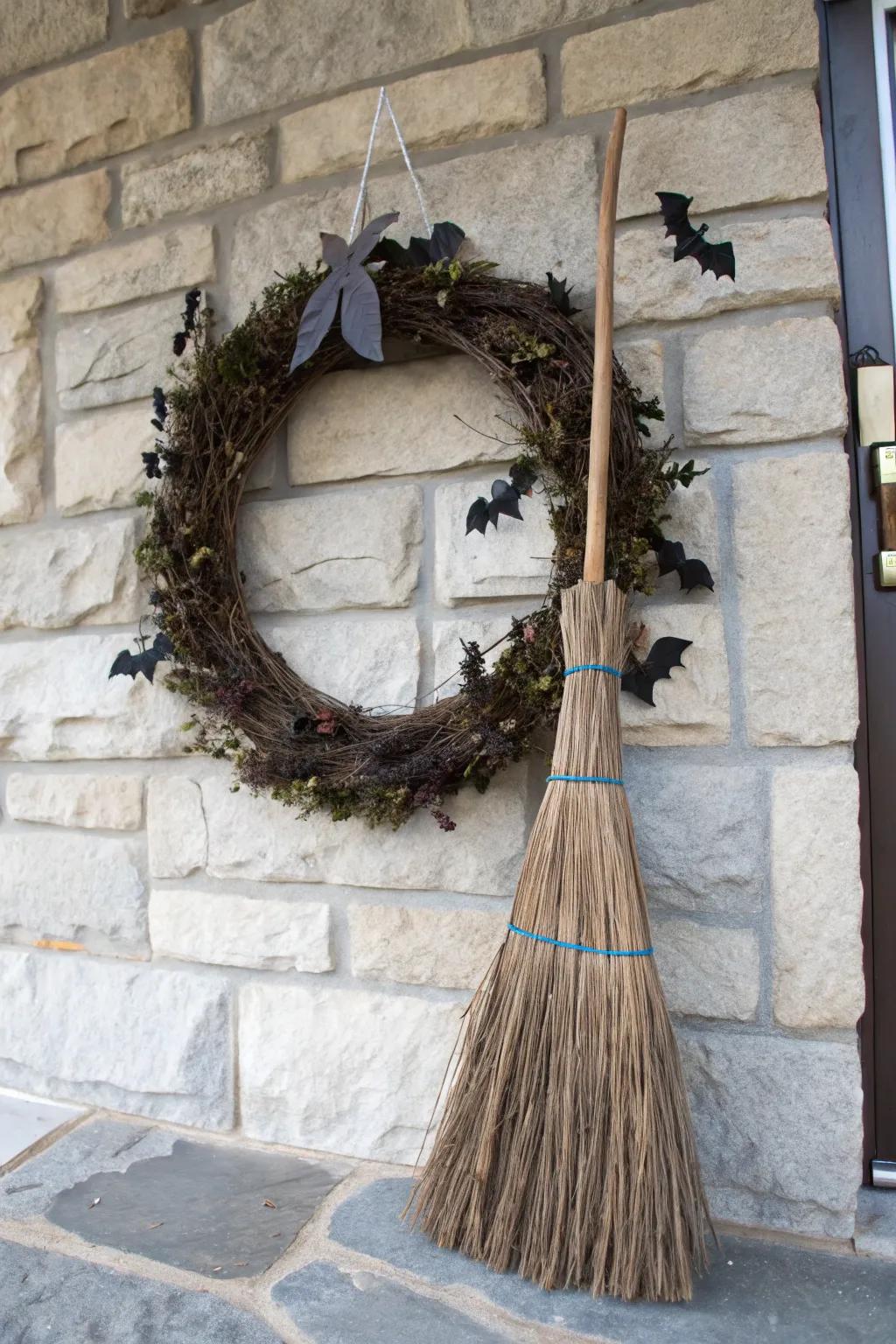 Make a statement with a sweeper-centered wreath.