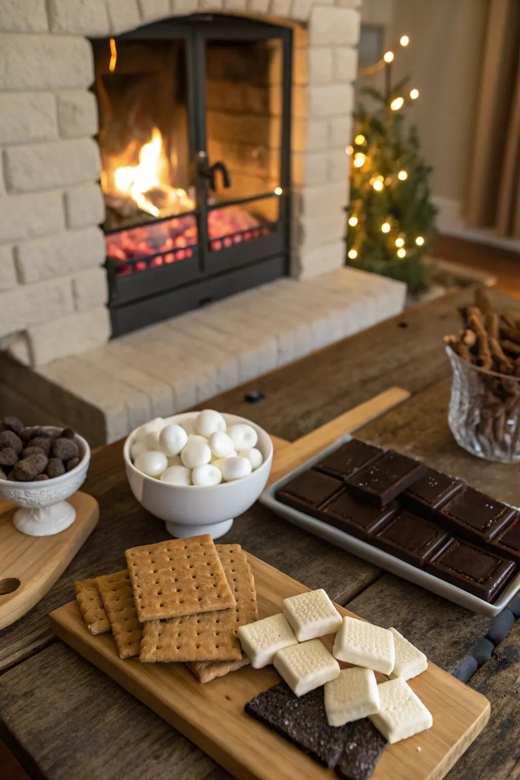 Treat yourself to a classic treat with a s'mores corner by the fire.