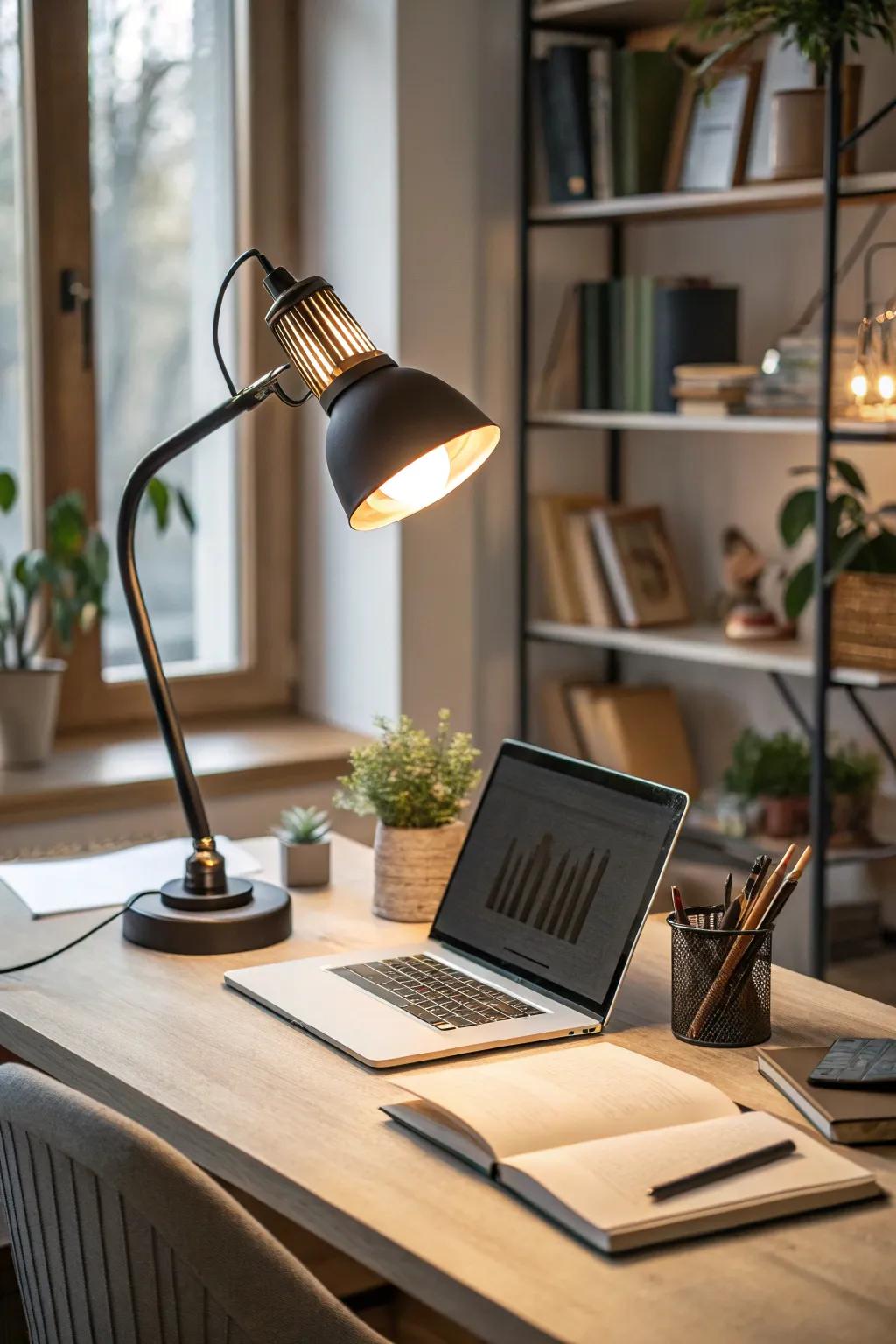 Task lighting makes the home office better.