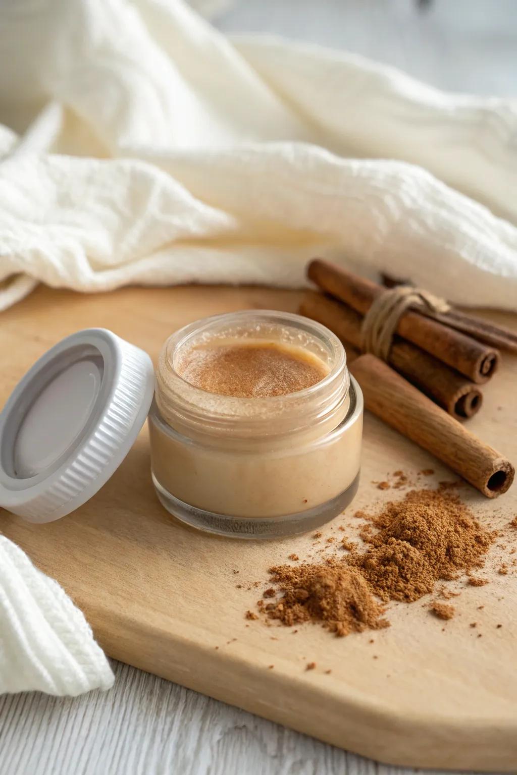 Warm up your lips using a hint of spiced aroma magic, ideal for comfortable fall days.