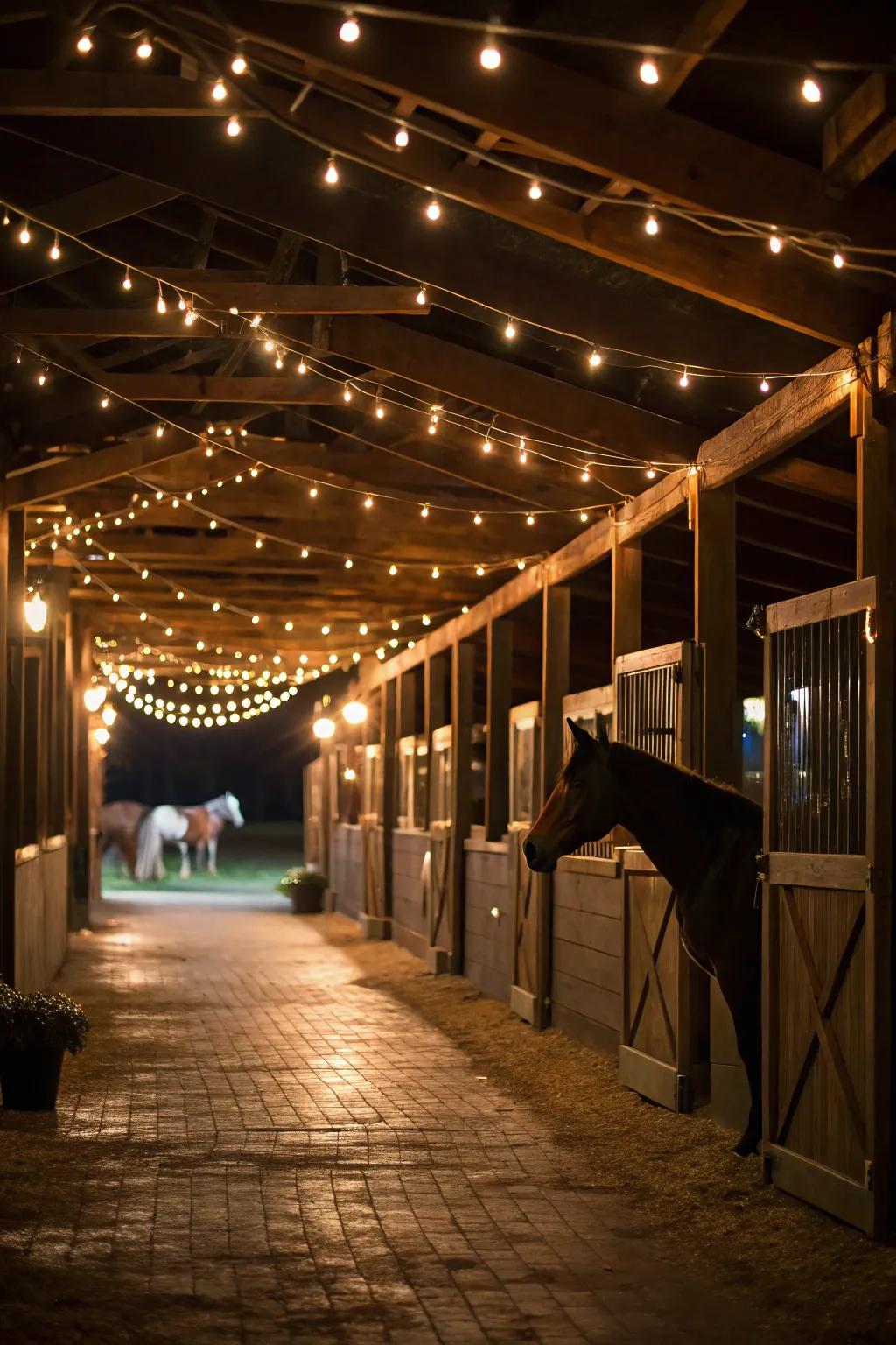 Dimmable lights offer flexibility in adjusting the barn's ambiance.