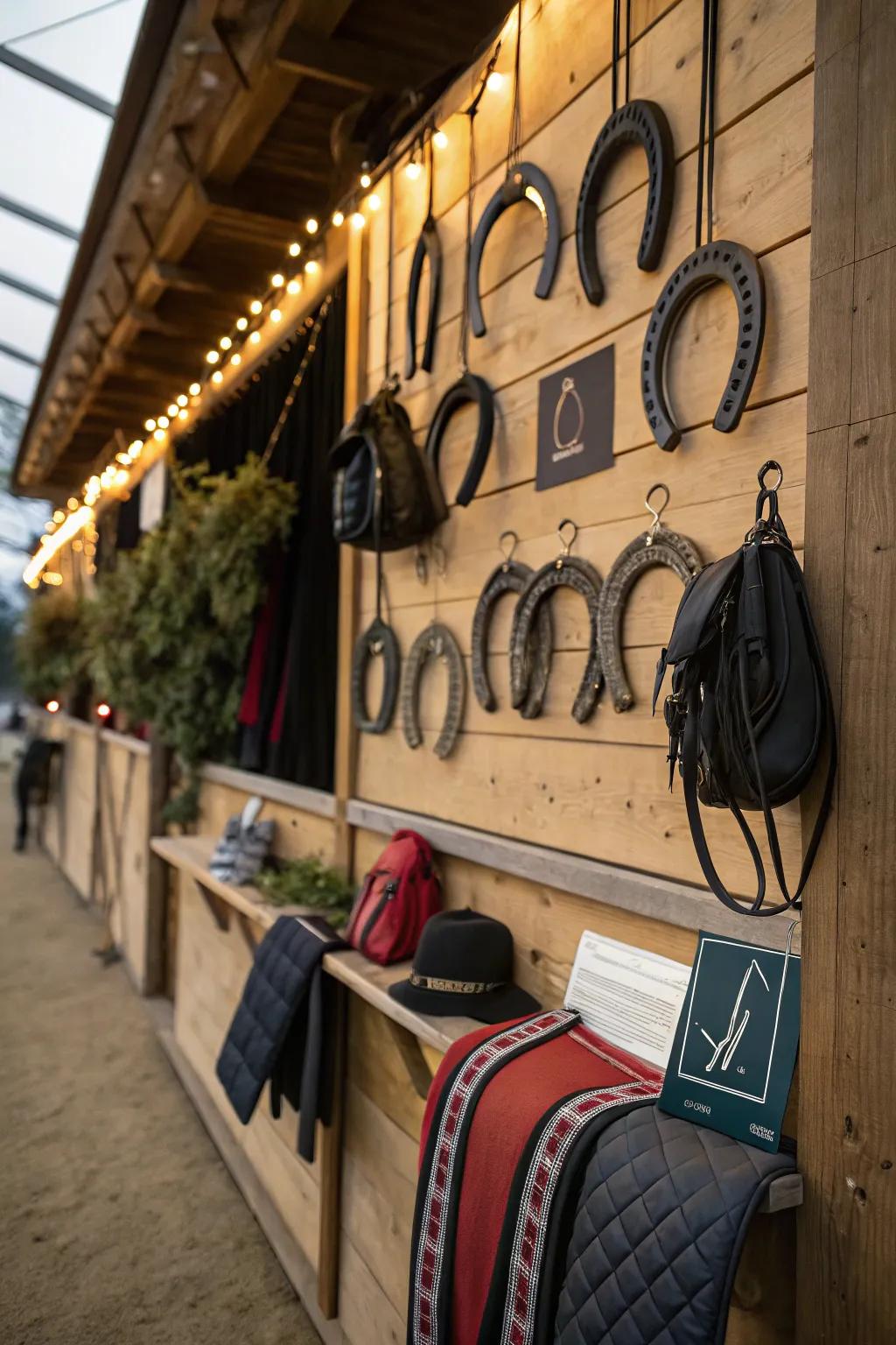 Equestrian-themed accessories add charm and tradition.