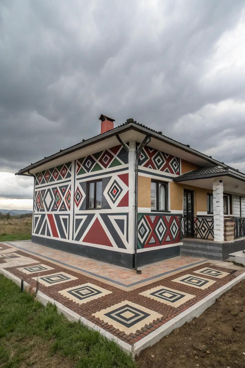 Symmetrical prints add a contemporary touch to this foundation.