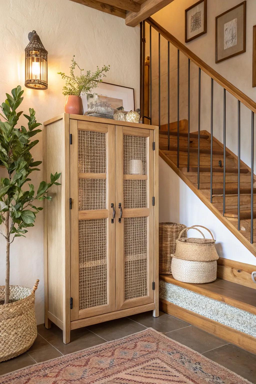 Discover the beauty of texture with woven cabinet doors that make a statement.