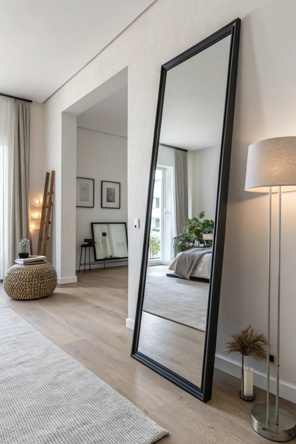 An understated mirror adds calm and sophistication to any space.