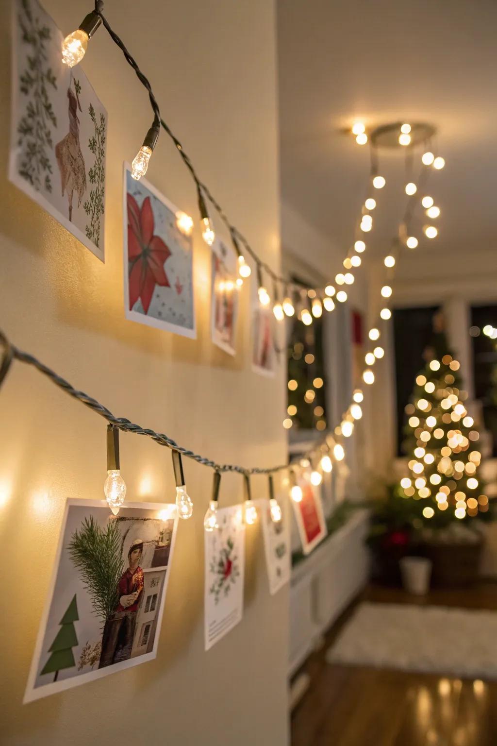 Sparkling lights provide a magical card display.