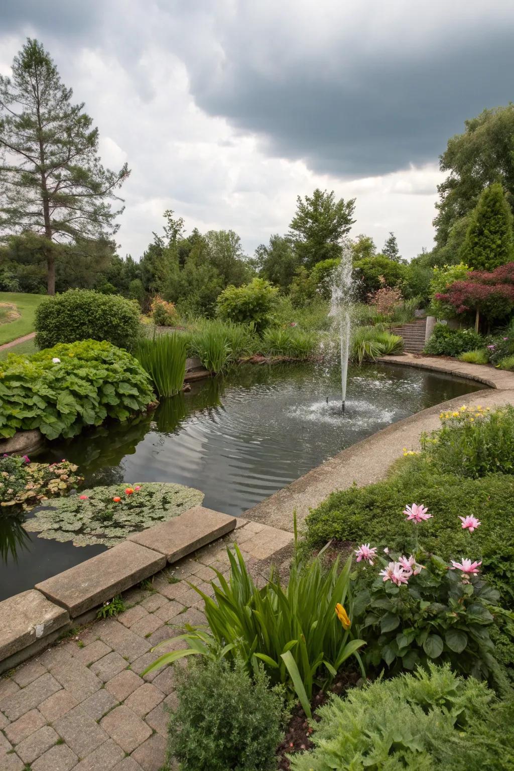 A water feature adds tranquility to your backyard.