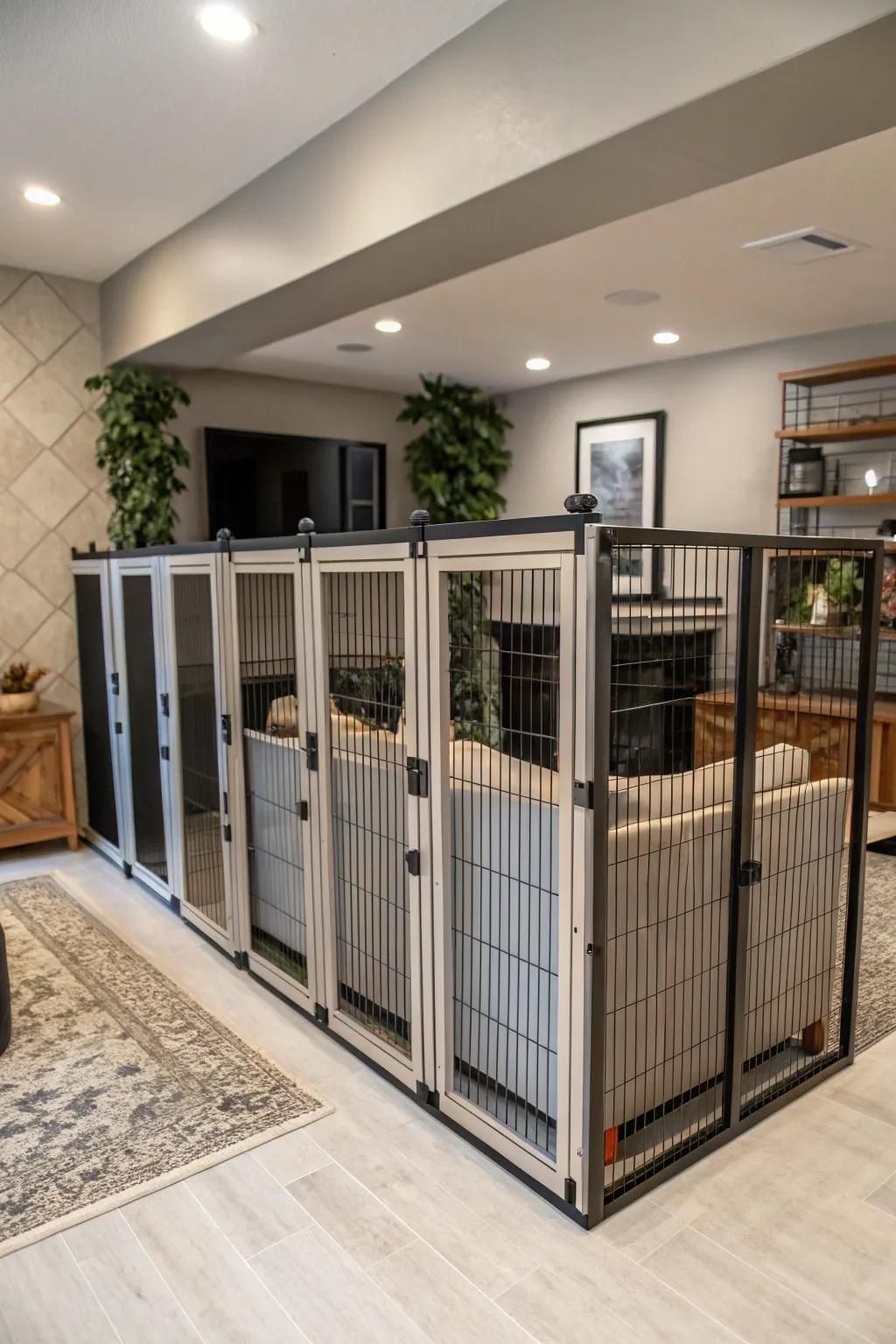 Versatile design: adaptable dividers provide a flexible kennel solution.