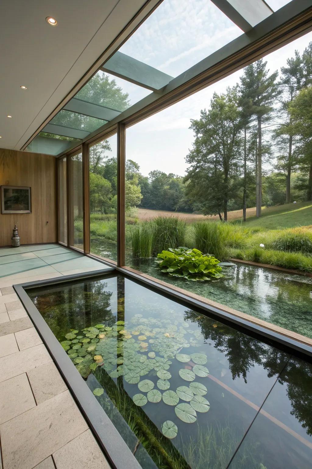 Interior-exterior water gardens blur the distinction between nature and home.