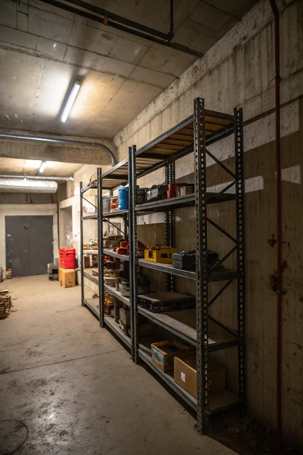 Open storage for a raw feel.