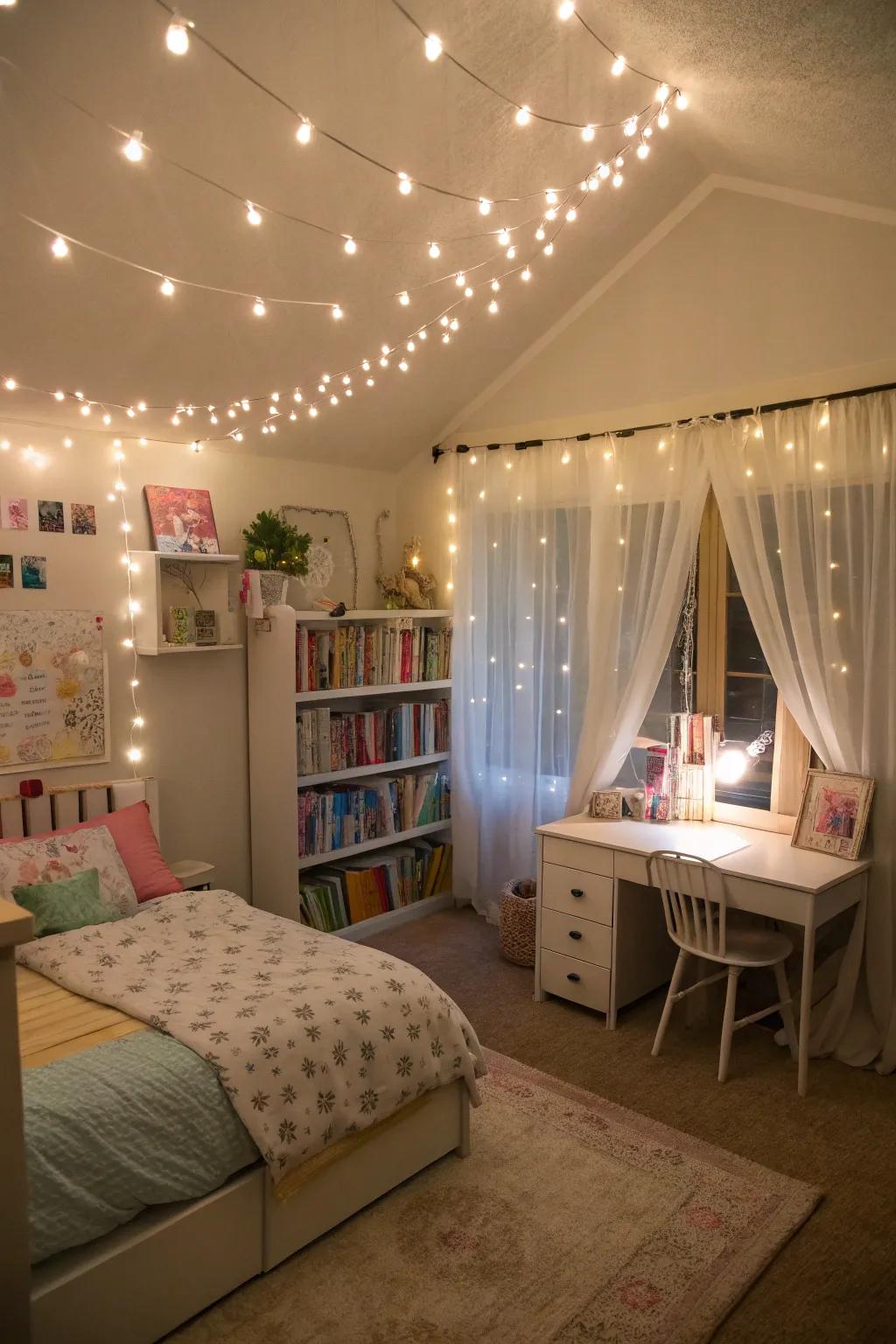 Adaptable lighting options improving the room's ambiance.