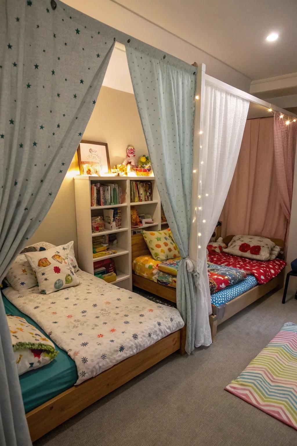 Curtains as a simple solution for privacy and separation.