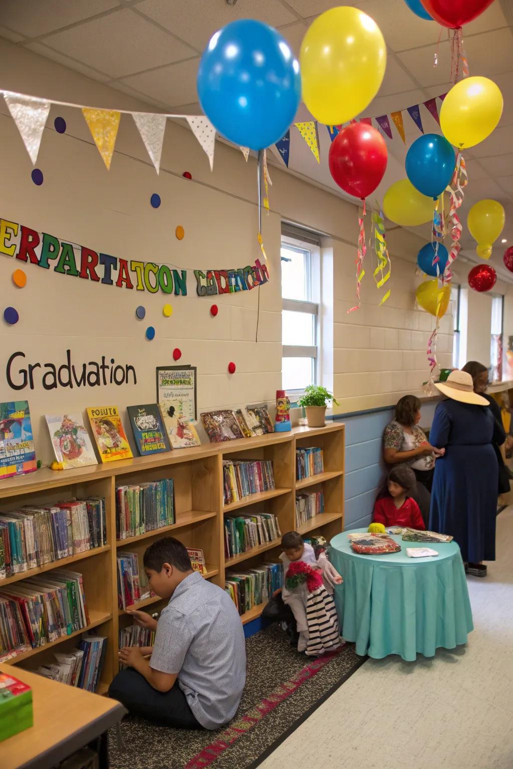 A tranquil story corner inviting children to relish themed books.