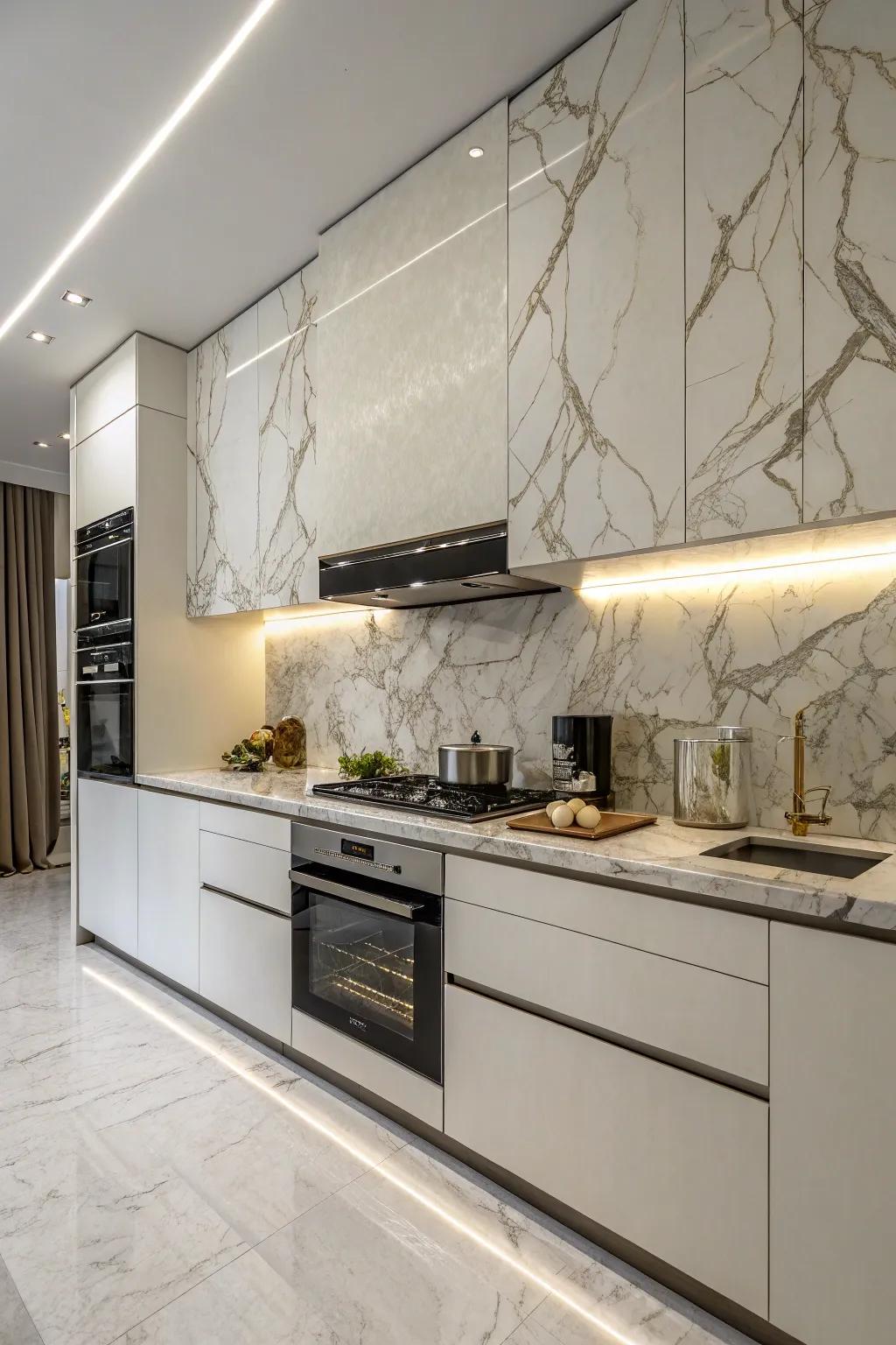 Marble contact paper offers a sophisticated look at an affordable price.