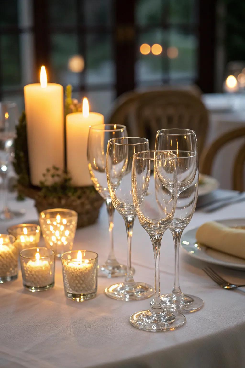 Hand-blown wine glasses: elegance for any event.