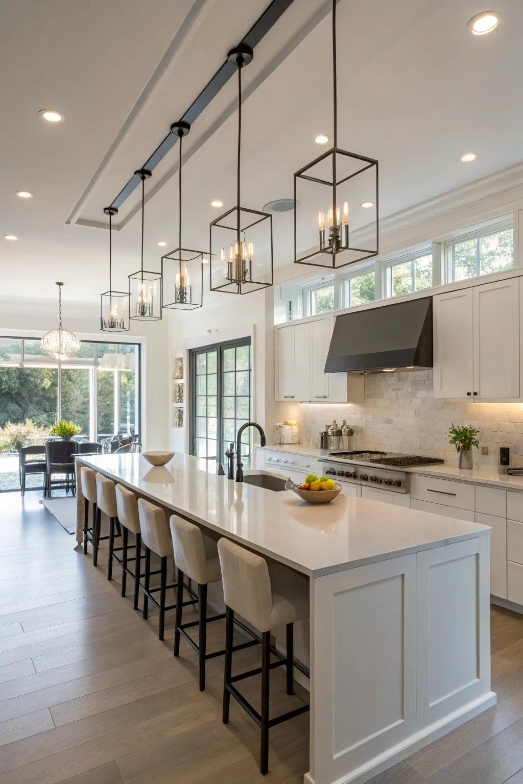 Linear pendants for a streamlined appearance.