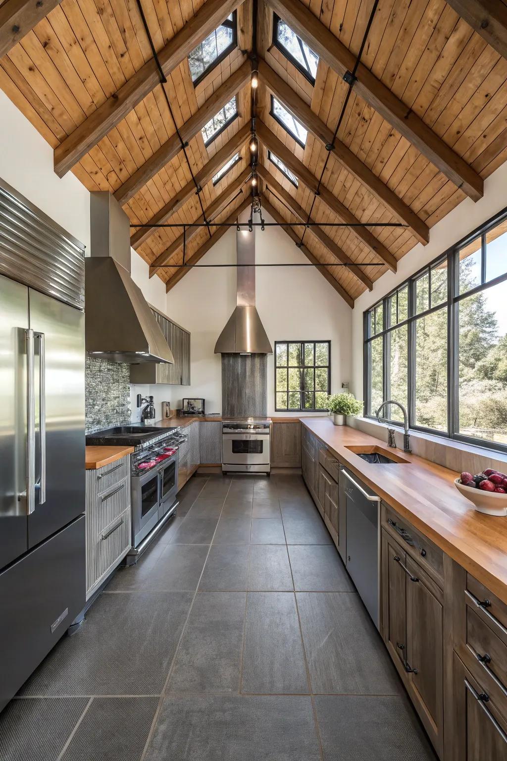 Contrasting options create a vibrant style in this fashionable kitchen.