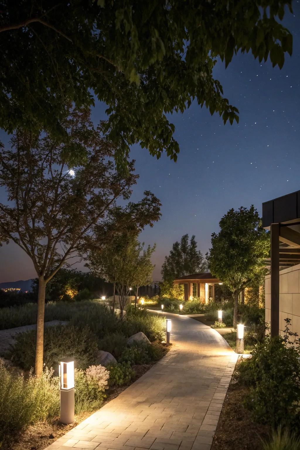 Motion sensor lights adding security and ease to gardens.