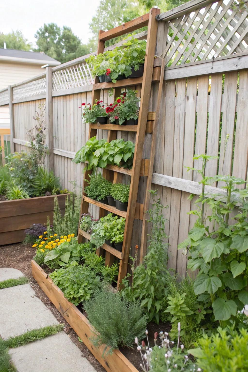 A vertical garden makes the most of space and adds plants to walls.