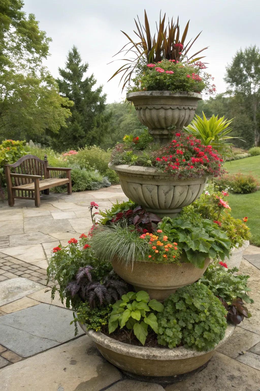 Layer your greens with tiered structures.