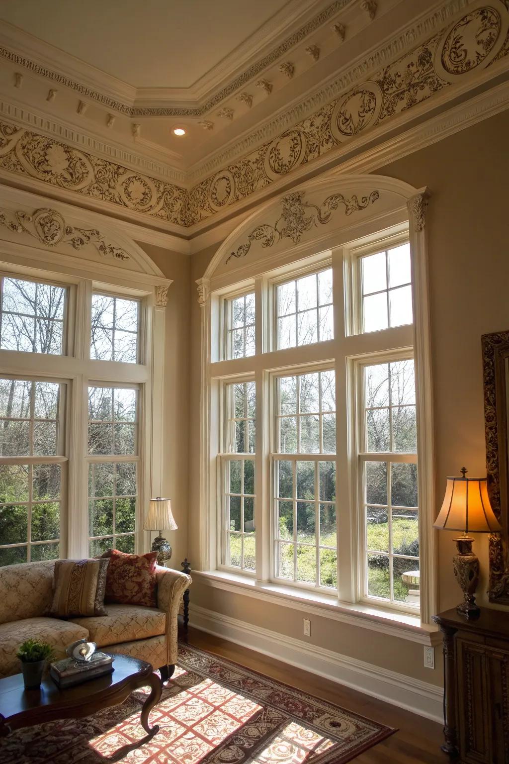 Beautiful trim that frames the windows like art.