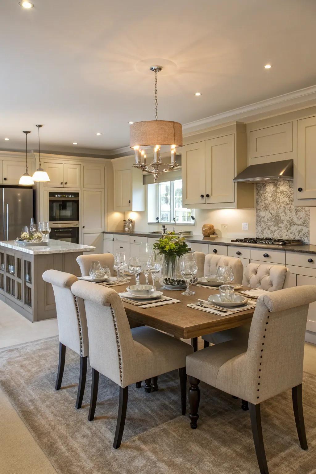 A kitchen with a combined dining space for easy entertaining.