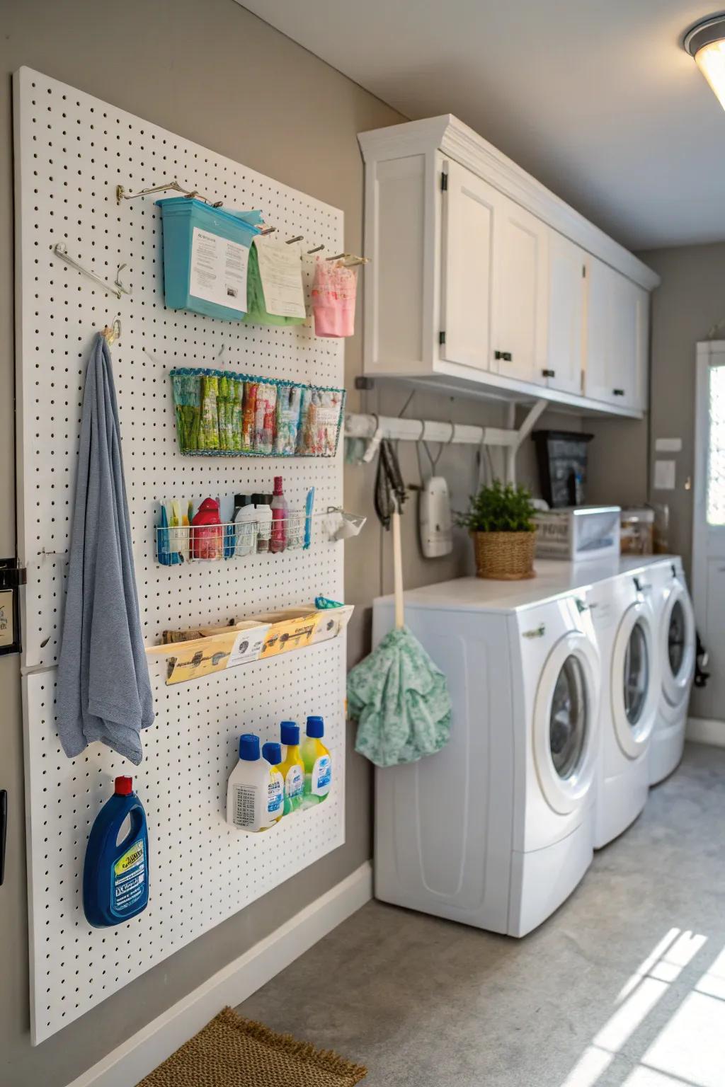 A pegboard is a smart and efficient storage solution.