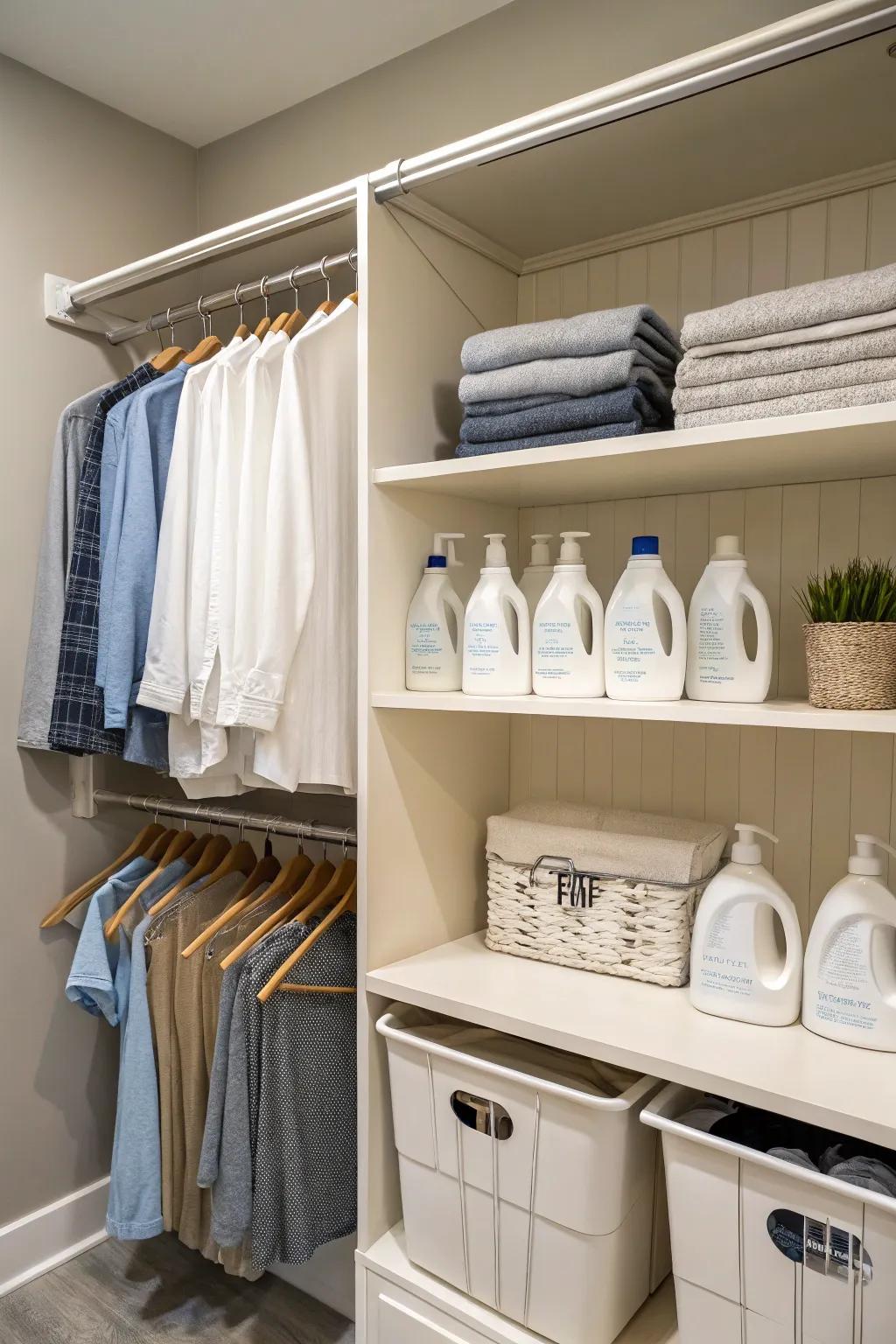 An all-in-one laundry station ensures optimal organization.