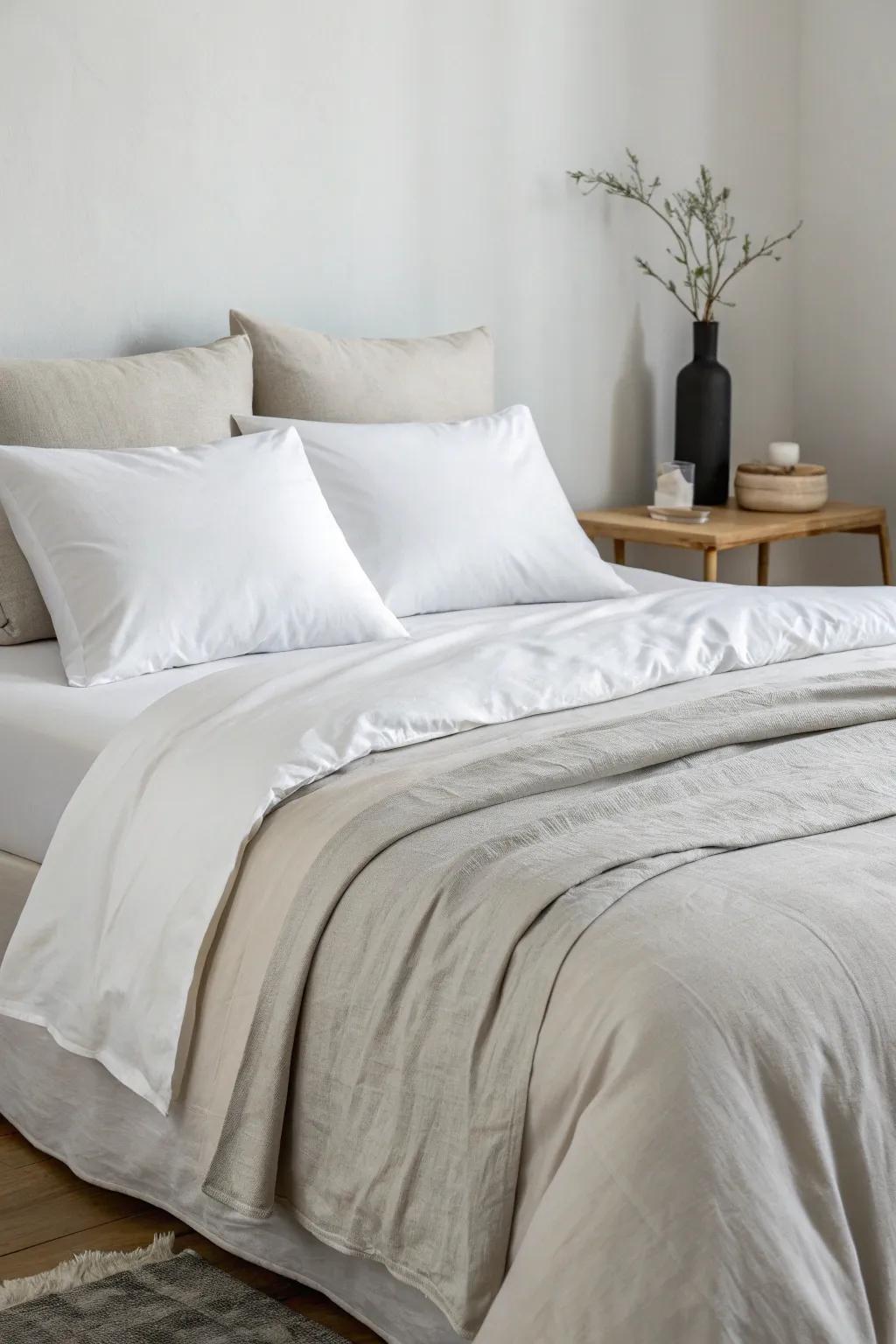 A minimalist approach with neutral tones for a calming vibe.