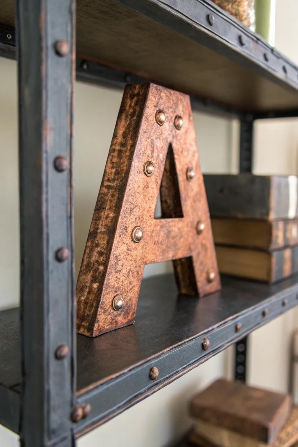 A letter using a convincing faux metal finish.