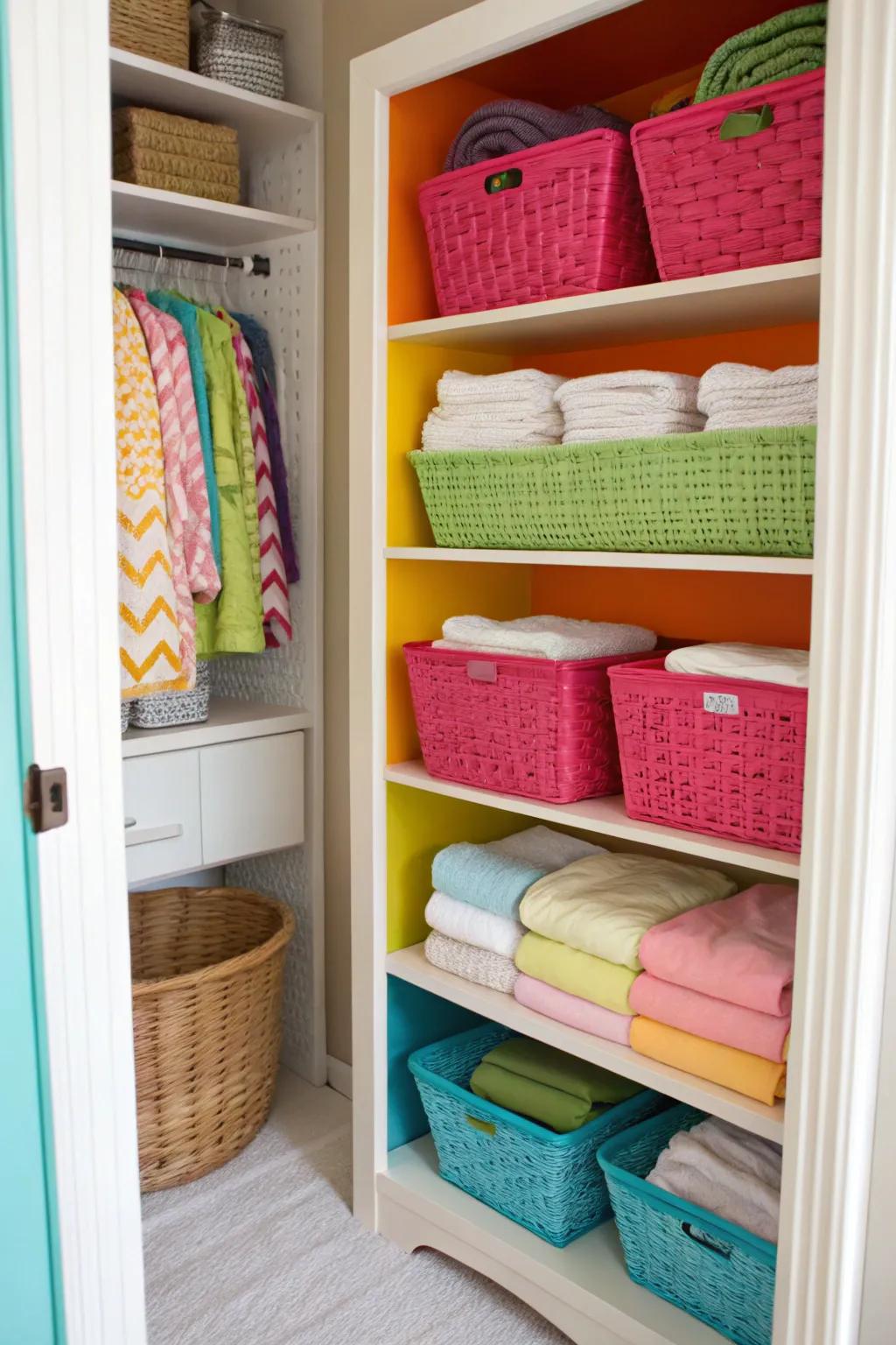 A touch of color can transform a functional space into a cheerful nook.
