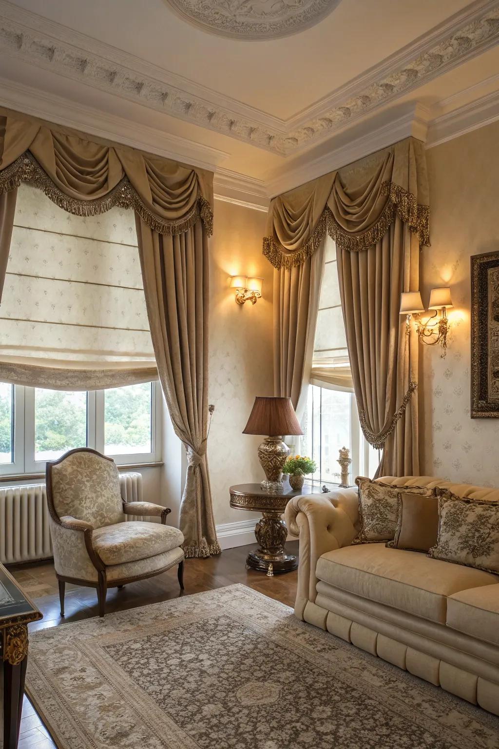 Roman shades provide a classic and elegant touch.