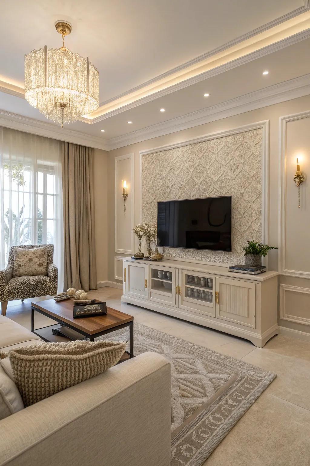 A muted color theme helps the TV blend smoothly into the decor.