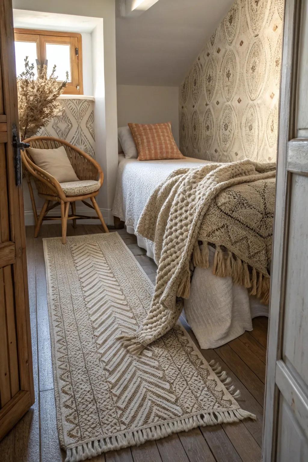 Layer textures to create a cozy and inviting space.