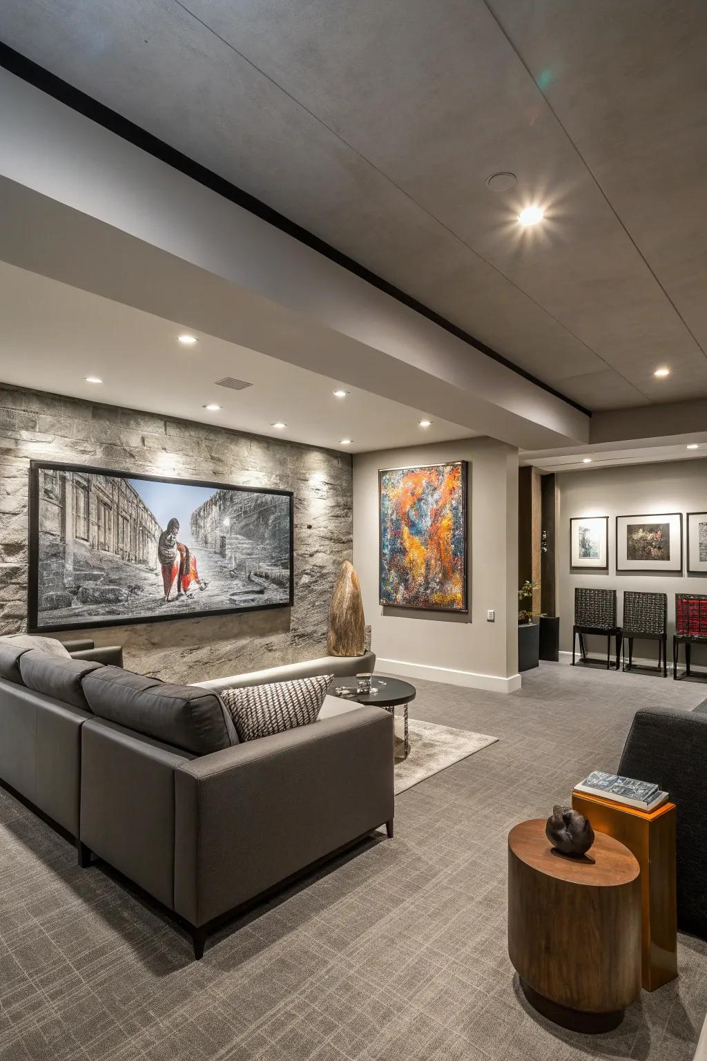 Striking wall art captures attention and can make the space feel taller.