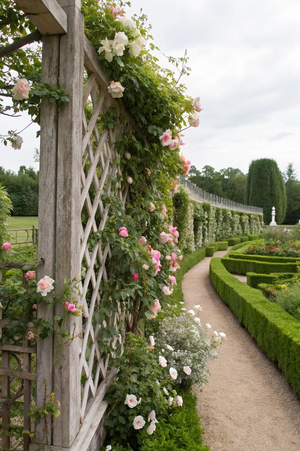 Combine elegance and function with a trellis fence.