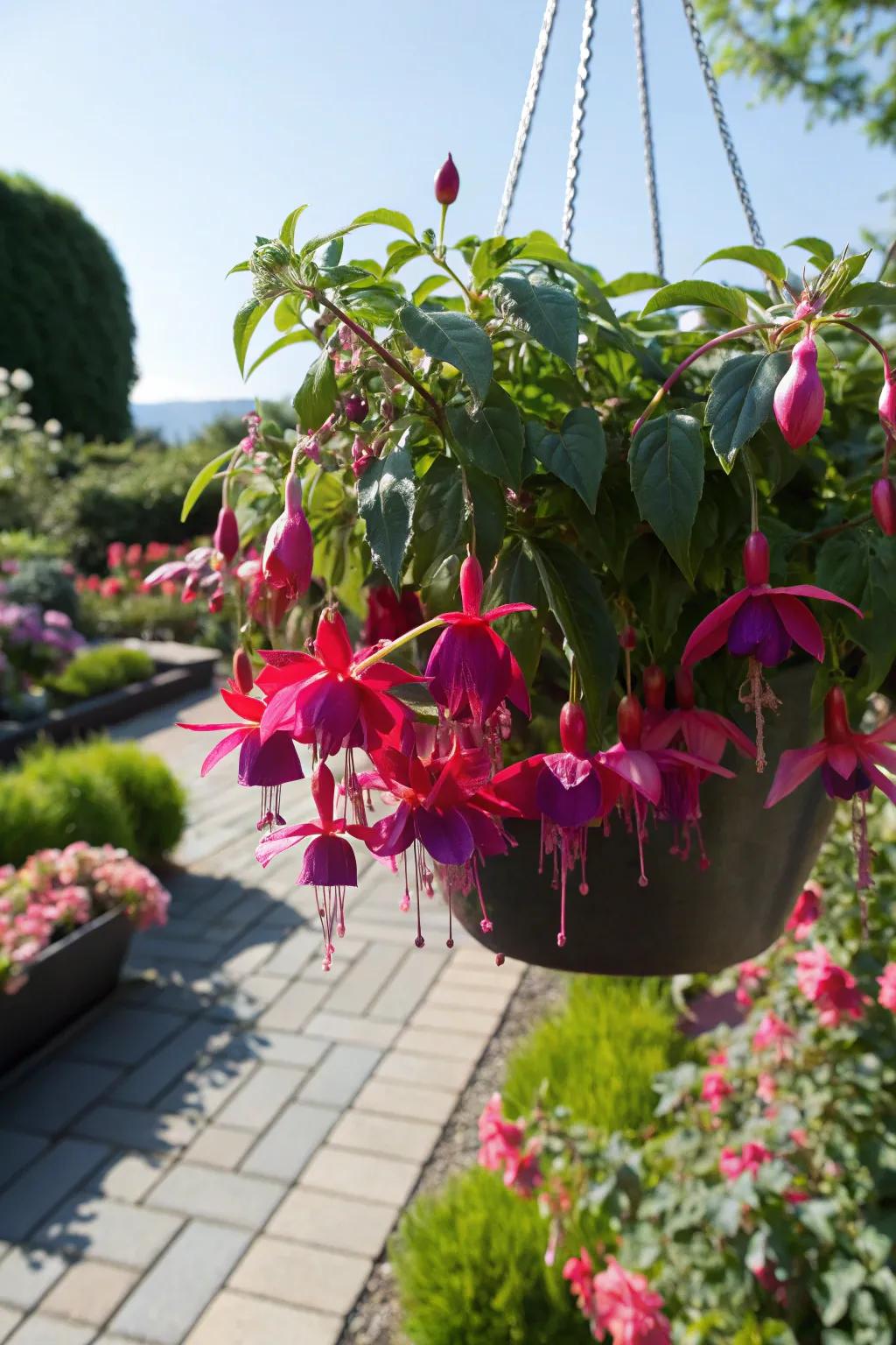 Fuchsia offering a vibrant display in full sun.