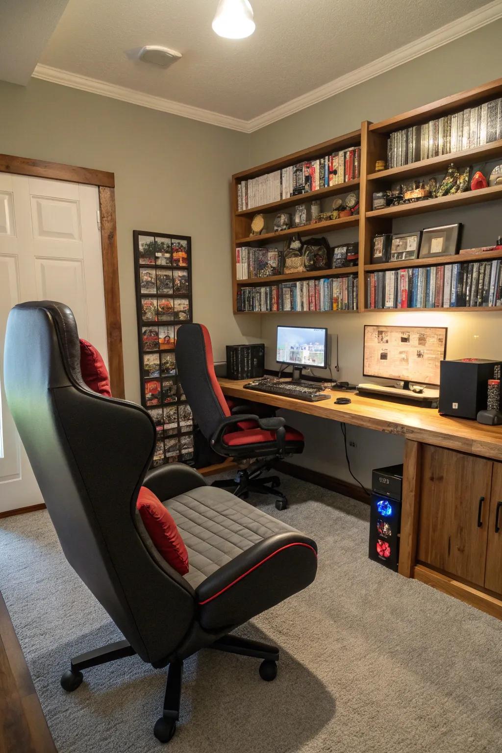 A gaming nook gives a perfect escape for relaxation.