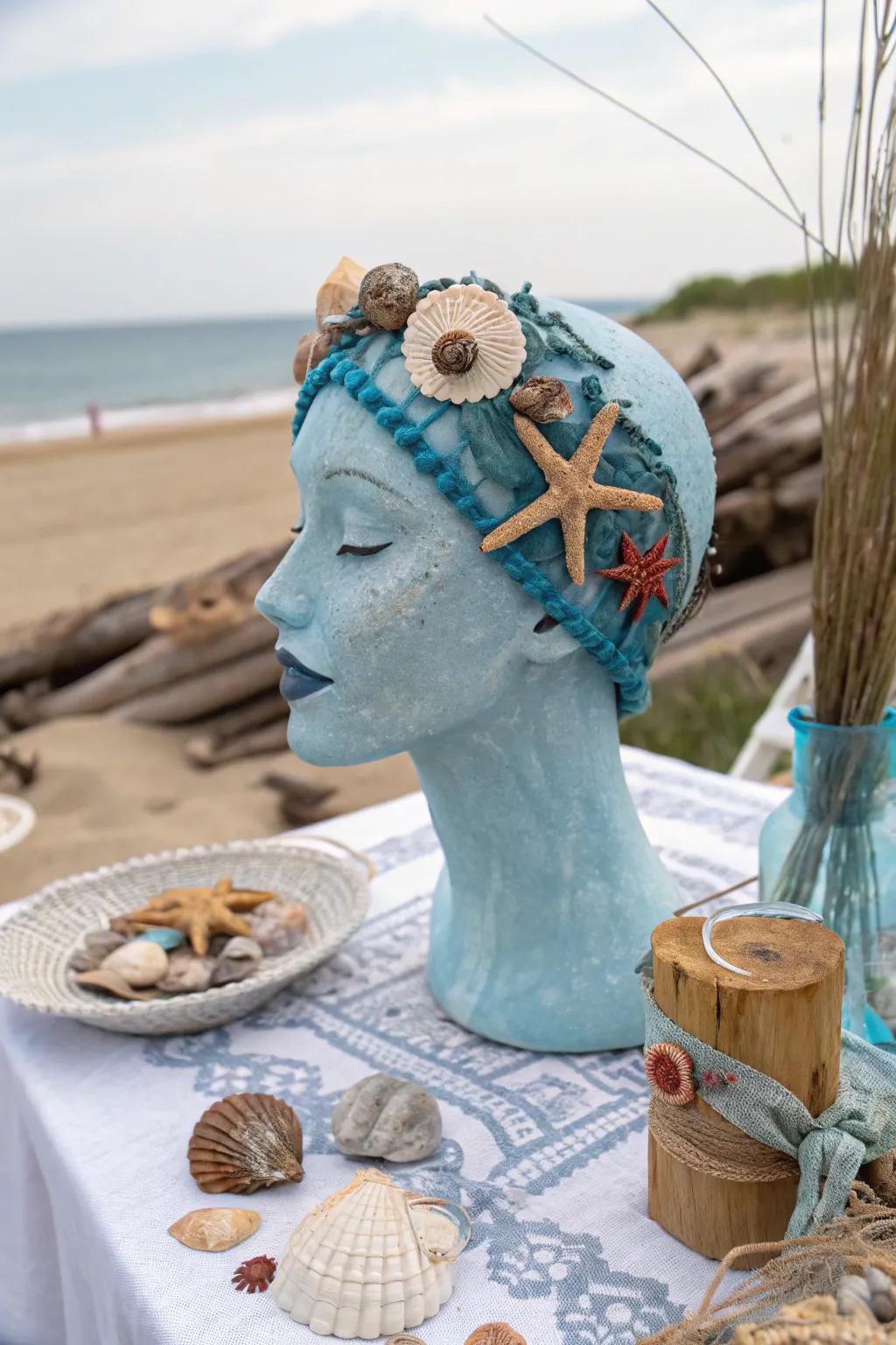 Ocean-inspired decor cultivates a tranquil coastal vibe.