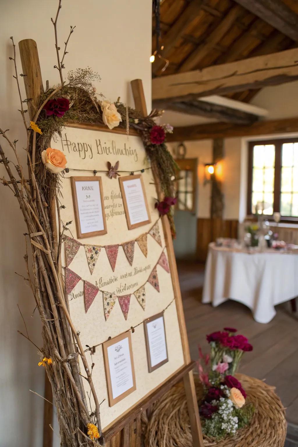 A nature-inspired birthday board that brings the outdoors inside.